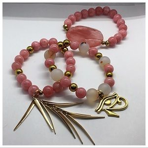 Pink and Clear with gold trim